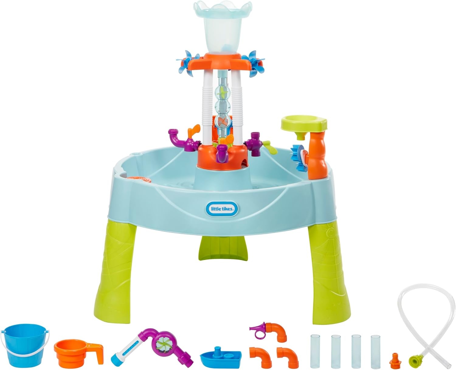 Little Tikes Flowin’ Fun Water Table – Kids’ Outdoor Water Playset with Interchangeable Pipes, Faucets, Tower & Accessories – Encourages Creativity & Sensory Exploration – Ideal for Ages 2 to 5 Years