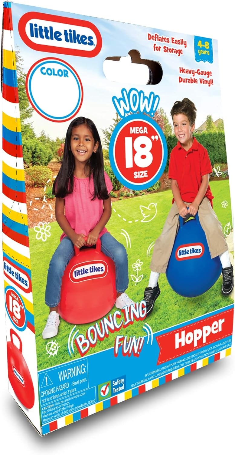 Little Tikes Bouncing Fun  Red Hopper 9301A – Mega 18″ Inflatable Heavy Gauge Durable Vinyl Ball – Deflates Easily for Storage – Exercise Learning Fun YES – Use that Energy  for Kids Ages 4-8(18 inches)
